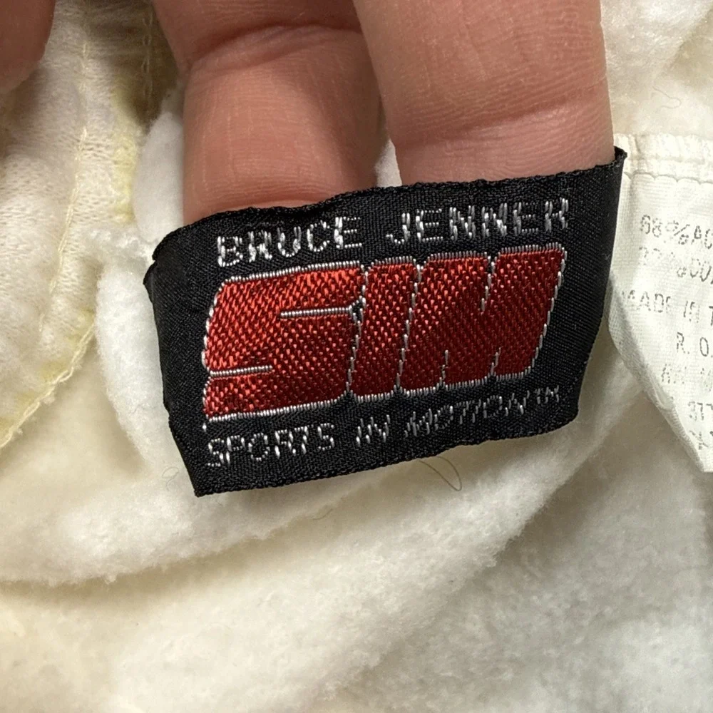 Vintage Bruce Jenner Sweatpants Men XL White Cropped Raw Hem Wide Leg 80s